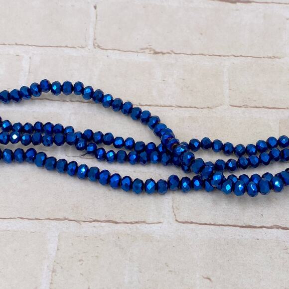 Blue Iris Crystal Bead Rondelle 4x3mm - Full Strand - Jewelry Making Supply - Picture 1 of 2
